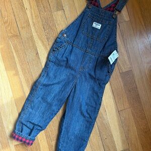 Boys 4t Denim Overalls with Red Plaid Lining NWT